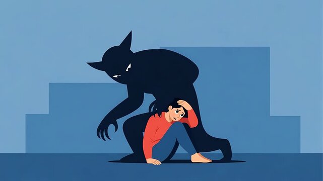 Person dealing with internal anxiety.