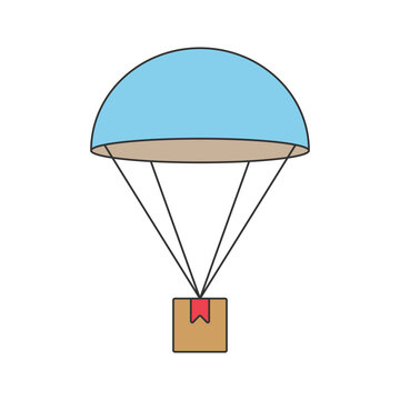 flat vector illustration of package with parachute