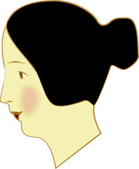 Vintage Antique Porcelain Doll Profile Portrait Vector Illustration © Minne