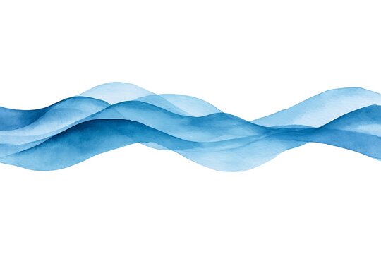 Abstract blue watercolor wave shape isolated on white background