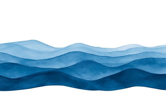 Abstract watercolor illustration of blue ocean waves