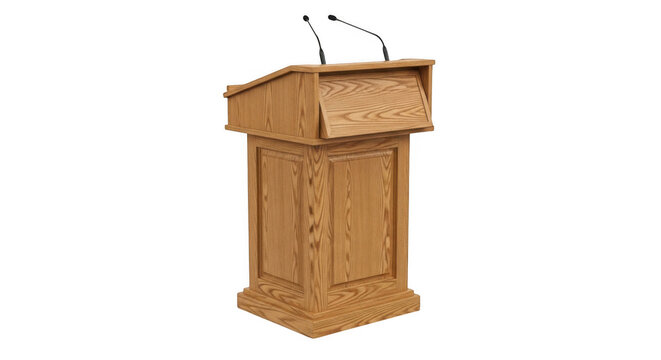 Wooden podium for public speaking isolated on transparent background