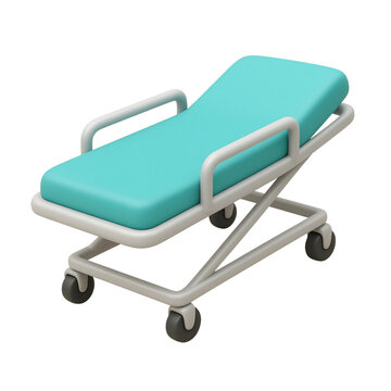 3D illustration of a hospital stretcher bed medical equipment isolated on a white background