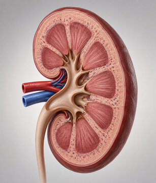 Detailed Cutaway Anatomy of Human Kidney