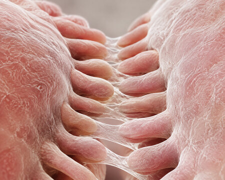 Podocyte Foot Processes Forming Kidney Filtration Slits