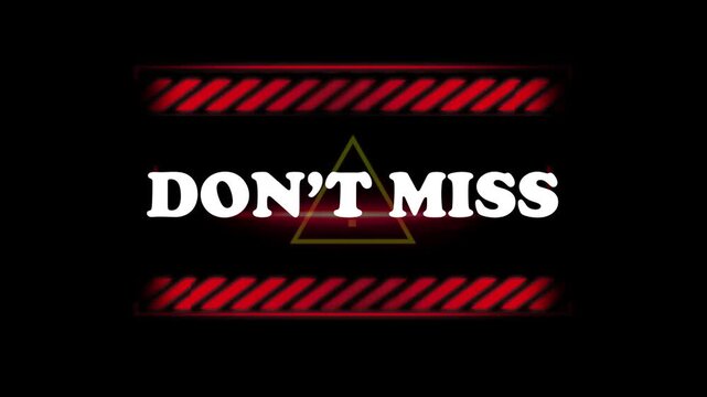 A video showcasing a warning sign with a bold message and striking red stripes on a black background