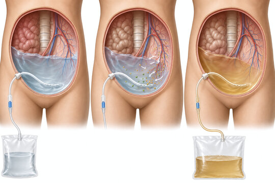 Peritoneal Dialysis Exchange Cycle Medical Illustration