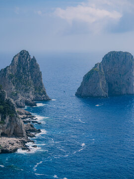 Coastal view of Capri Island, Italy.