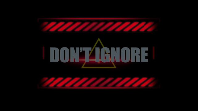 A warning sign video with a bold message in a dark background