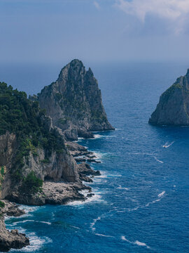 Coastal view of Capri Island, Italy.