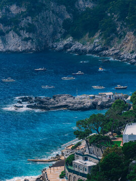 Coastal view of Capri Island, Italy.