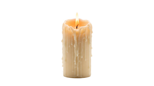 Lit candle isolated on transparent background halloween