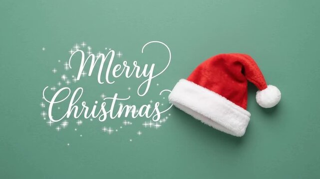 Merry christmas elegant script text on green background