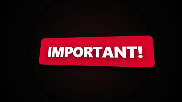 IMPORTANT Red Border Box Message Motion Graphic Animation