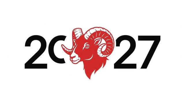 2027 year of the red fire goat logo