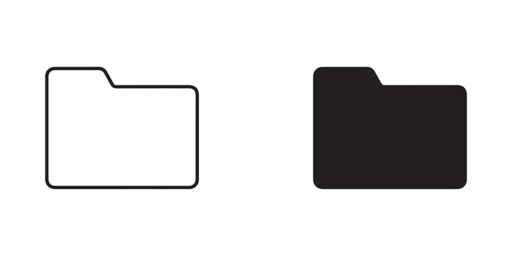 folder icons in open and closed state for digital Minimalist design and user interface projects