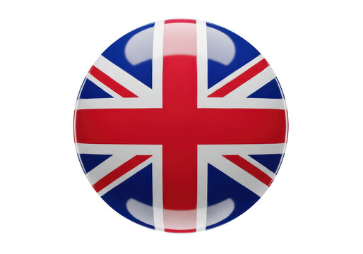 Shiny 3d round icon of the united kingdom national flag isolated on transparent background