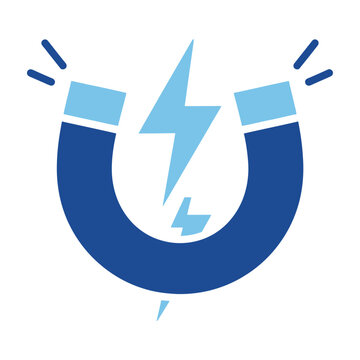 Electric magnet icon with lightning bolt symbol