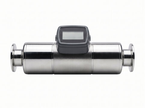 Industrial flow meter with digital display for precise measurement.