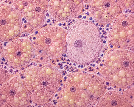 Steatohepatitis Tissue With Fat Droplets and Ballooned Hepatocyte