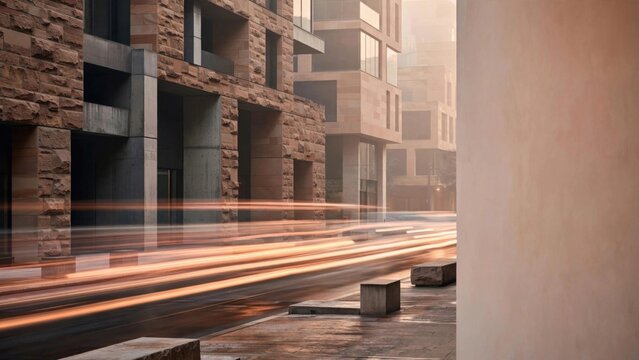 Dynamic Urban Street Scene with Motion Blur and Light Trails