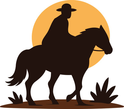 Horse Silhouette Vector Illustration, Black Stallion Profile Isolated on White Background, Elegant Farm Animal and Wildlife Cartoon Design for Nature and Equestrian Themes