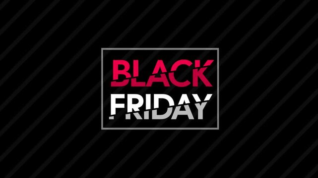 Vibrant pink and white Black Friday sales promotion graphic with bold typography and striped background for retail events