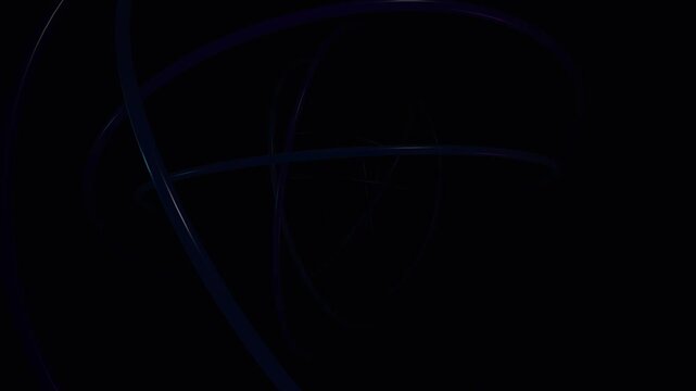 Abstract futuristic blue glowing neon circular data streams and thin wireframe lines rotating in a dark digital space for technology and connectivity concepts.