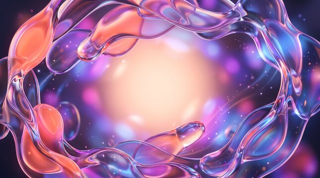Abstract biological cellular structure with glowing light and floating spheres organic shapes abstract science floating particles
