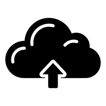 Cloud icon representing cloud upload in a flat vector style for digital applications