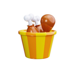 Fried Chicken Drumstick & Bucket 3d render icons © HacaStudio
