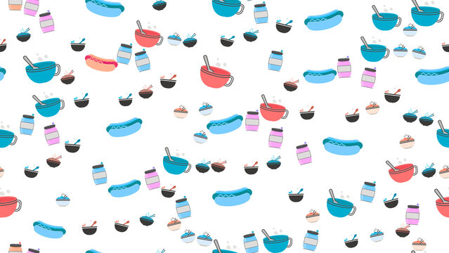 Food and drink icons seamless pattern