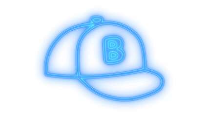 Colorful neon icon of a classic baseball cap with letter b sport hat headwear casual apparel streetwear fashion accessory isolated on transparent background © MdSamsul1234