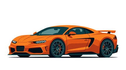 Fototapeta premium Orange Supercar Vector Illustration, Modern Luxury Sports Car Graphic Isolated on White