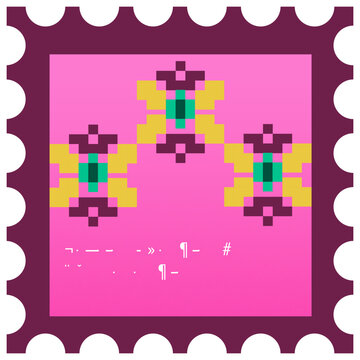 Pixel Batik Traditional Riau Clothing Stamp