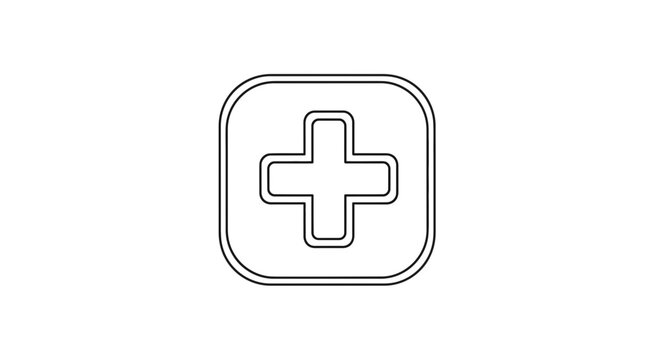 Simple Plus Sign Icon in Rounded Square Frame, Medical Health Care Symbol