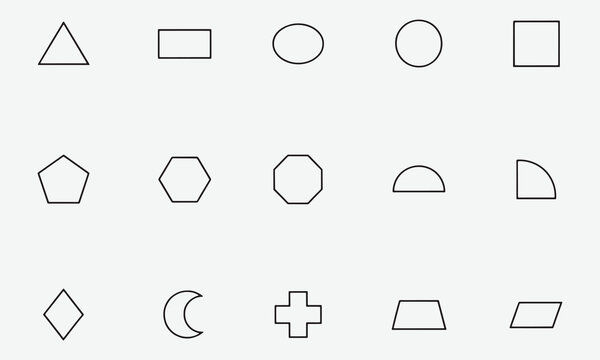 Basic geometric shape icons set for design elements with geometric triangle rectangle
