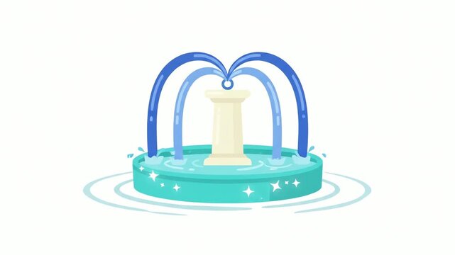 Fountain featuring a central stone pedestal and elegant blue water arcs creates a decorative centerpiece that enhances the serene atmosphere of public garden spaces or traditional landscape designs.