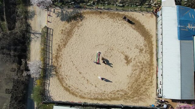 People horseback riding at a riding center_01