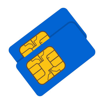 Blue dual SIM cards with yellow connectors technology