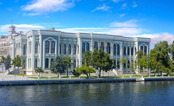 Ciragan palace building with bosphorus waterfront in istanbul