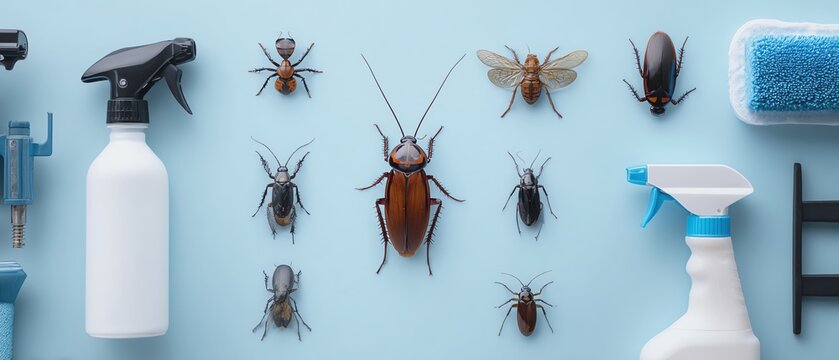 Collection of common household pests displayed.