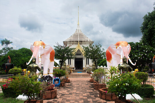 Building holy royal shrine King Sanphet VIII or King Sua legendary tiger king of Ayutthaya in Wat Pho Prathap Chang Temple for thai people traveler visit respect on August 1, 2026 in Phichit, Thailand