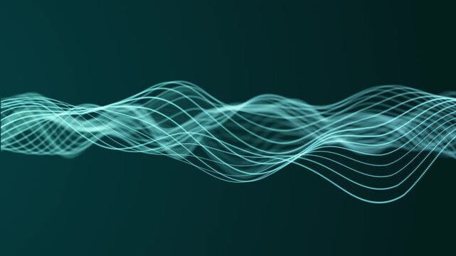 Abstract warm gradient wave background with glowing orange and gold curve lines flowing smoothly, futuristic energy stripes and luminous drifting particles, seamless loop 4K video.