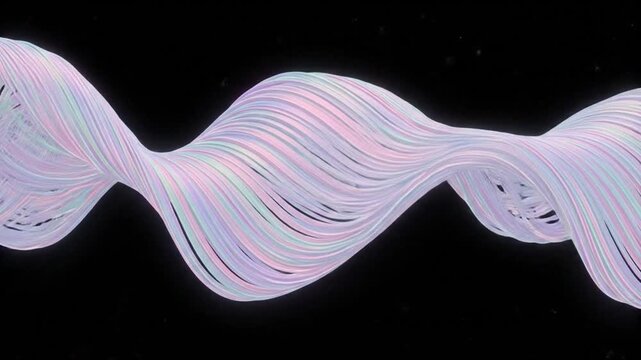 Abstract Pastel Holographic Iridescent Ribbon Waves Seamless Loop Background