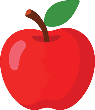 Red Apple with Green Leaf Vector Illustration, Fresh Ripe Fruit Icon for Healthy Food, Diet, Organic Nutrition, Nature, Freshness, Sweet Taste and Natural Food Design