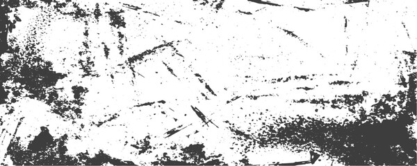 Obraz premium Horizontal Black and White Grunge Texture Vector Background with Distressed Scratches and Weathered Effects