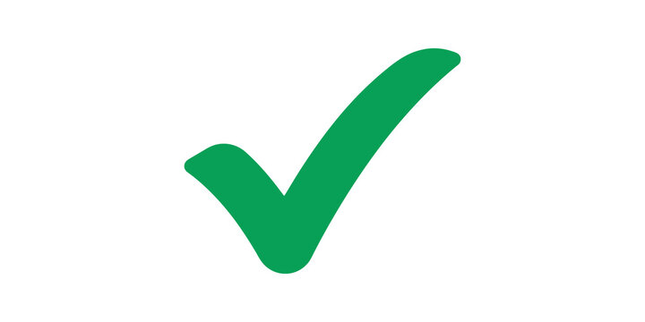 Green check mark sign simple tick symbol for correct validation choice.