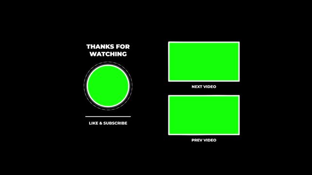Generic end screen template with green screen placeholders