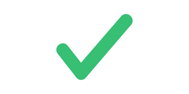 Green check mark flat icon isolated on transparent background for web ui.